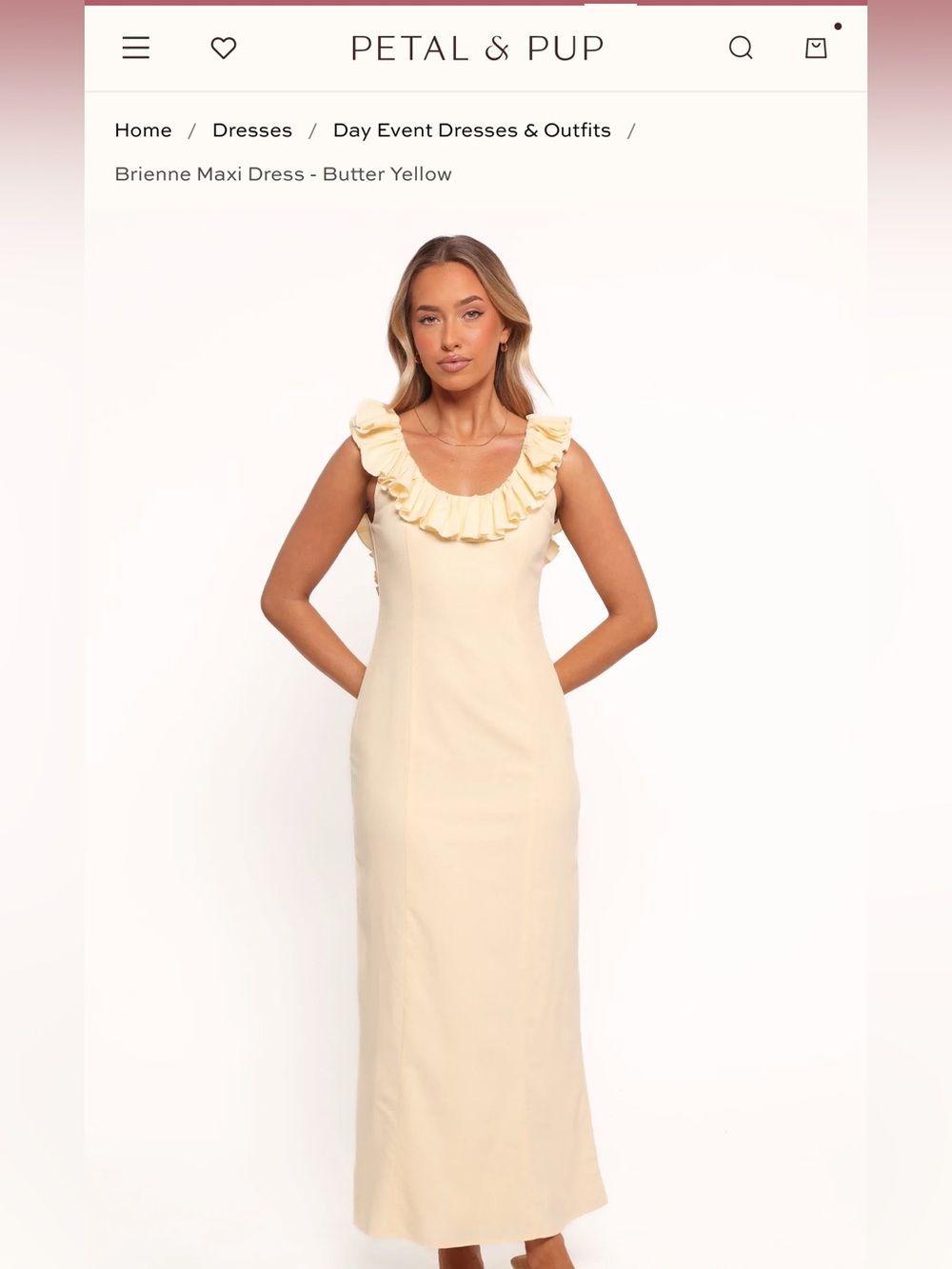 Petal & Pup Brienne Maxi Dress in Butter Yellow Sz 14
